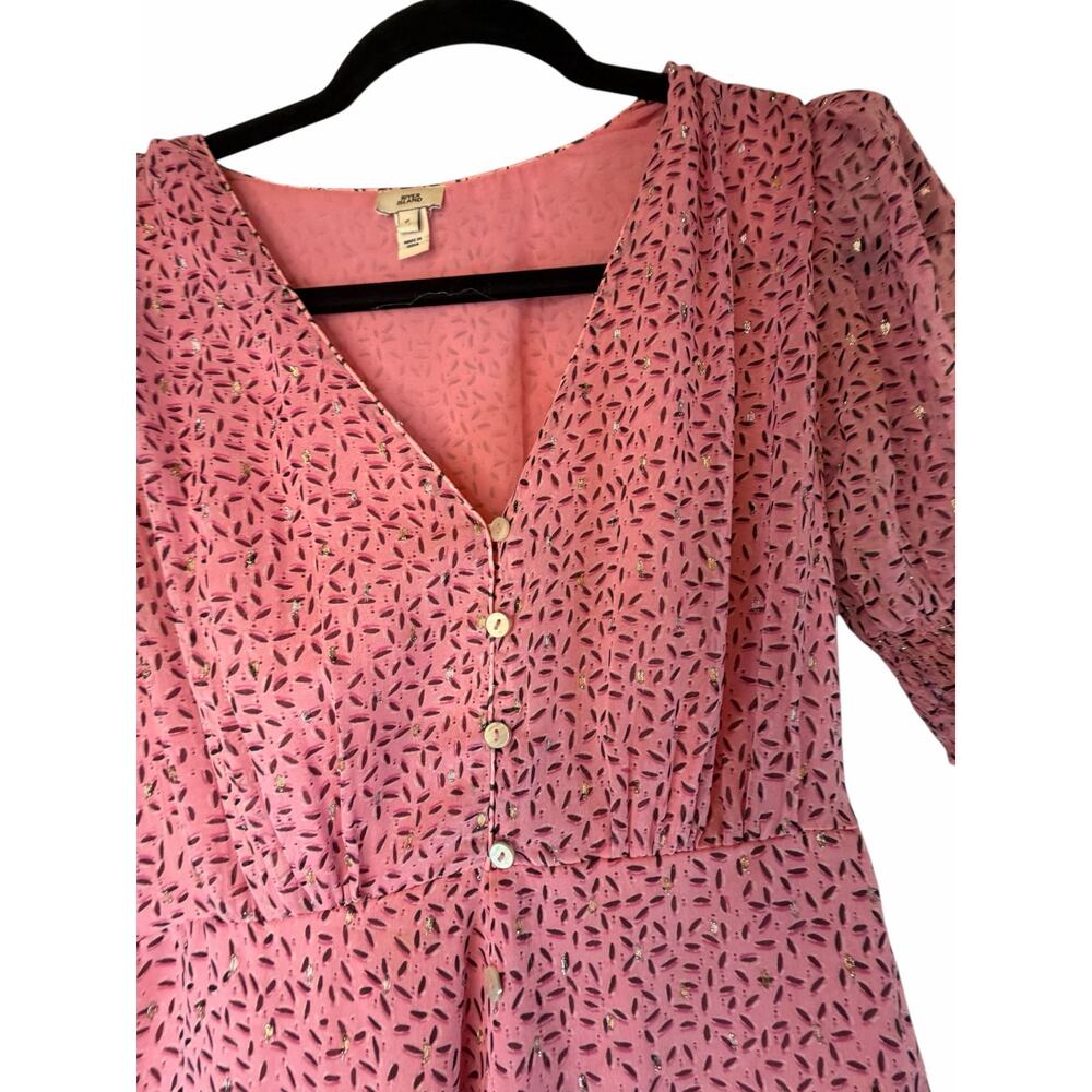River Island Pink Midi Dress with Puff Sleeves - US Size 2 - UK Size 6 - Picture 7 of 8